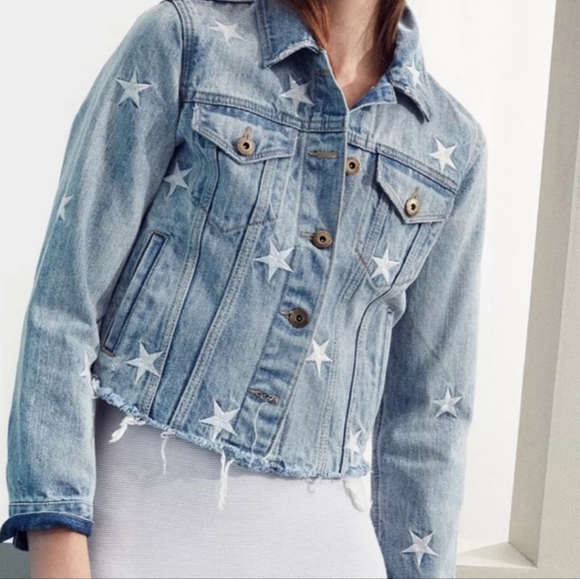 Pistola White Star Embroidered Cutoff Denim Jacket - Picture 10 of 10